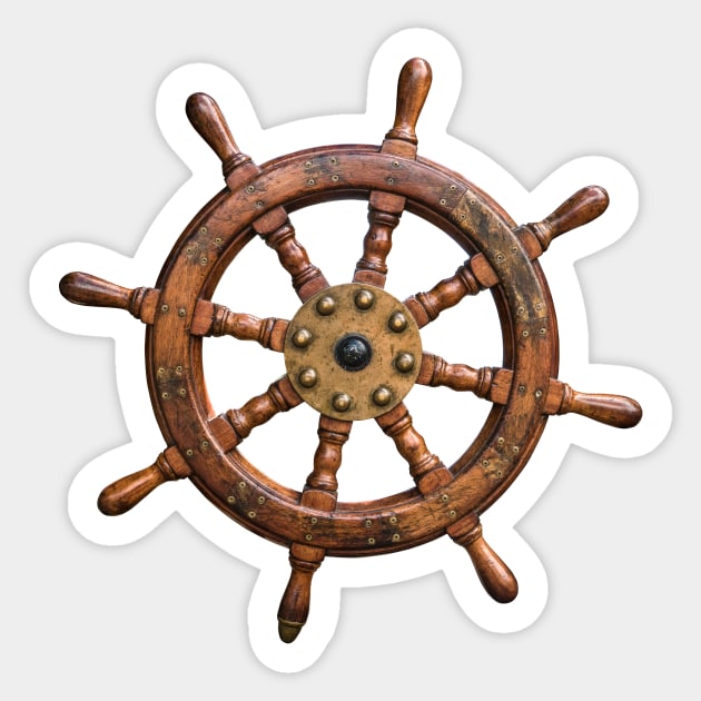 Vintage Ships Wheel Sticker by mrdoomits